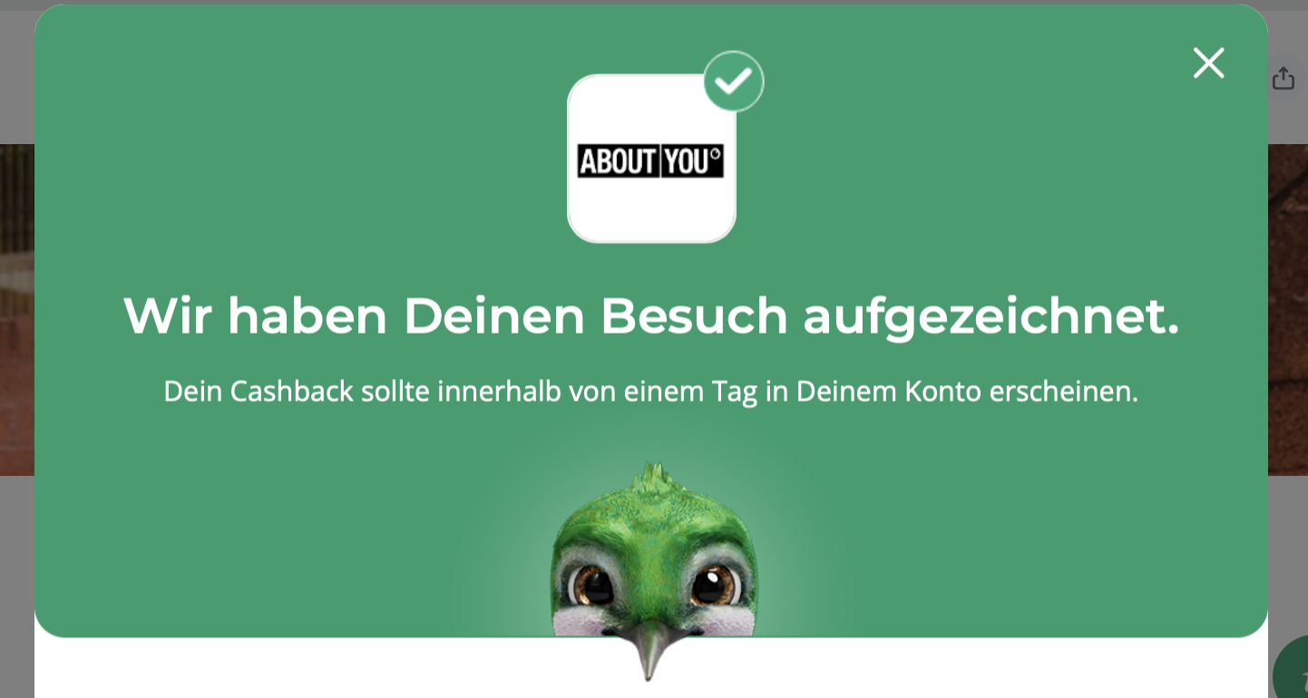 Cashback-Guthabenübersicht mit Auszahlungsmöglichkeiten